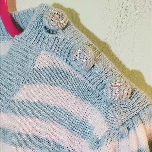NWT Calypso Enfant Light Blue Striped Cotton Dress ~ French Designer Size 6 Girl - Picture 5 of 10